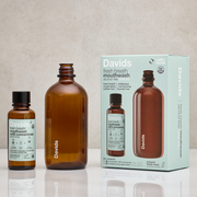 Davids Natural Toothpaste - Davids Hydroxi™ fresh breath mouthwash refill kit with concentrate and empty glass bottle for sustainable, alcohol-free fresh mint oral care.