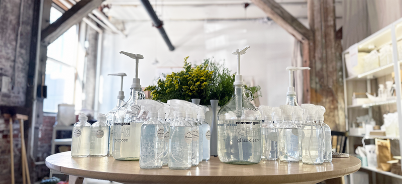 Common Good - Glass Refill Station Bottle Display.