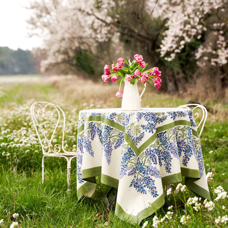 Couleur Nature | Wisteria Blue & Green | Tablecloth: 71"x71"
