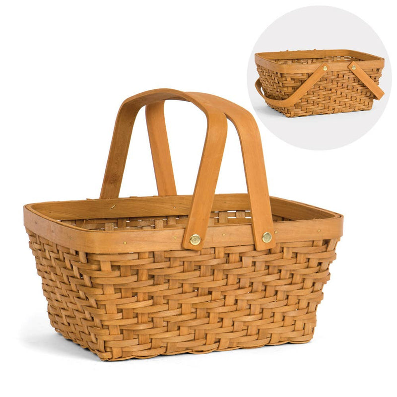 Willow Group - RECT CHIPWOOD DH basket with fold-up handles for versatile storage, perfect for kitchen organization, reflecting traditional craftsmanship and modern functionality.