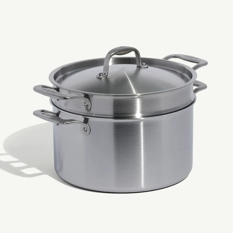Made In | 8QT Stainless Steel Stock Pot with Pasta Insert & Lid