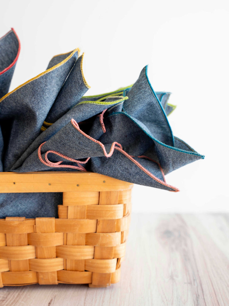 Dot and Army | Denim Chambray Cloth Napkins, 20 inches