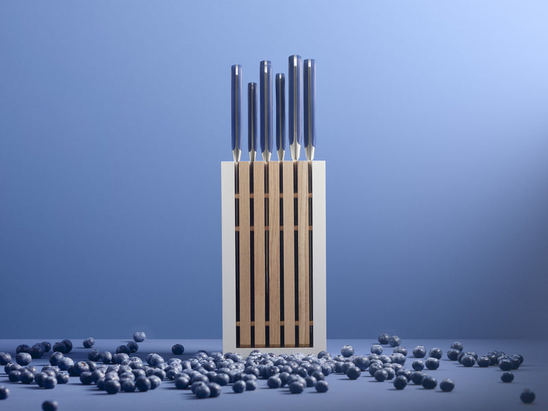 Wüsthof Classic 8-Piece Designer Knife Block Set displayed in a wooden holder, highlighting the precision and craftsmanship for culinary enthusiasts.