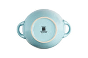 Novita | Mediterranean Stoneware Soup Bowl - Turquoise with textured finish, smooth glaze, and golden edges, ideal for soups and pasta, crafted in Portugal.
