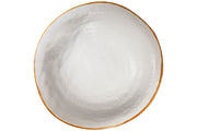 Novita Mediterraneo Soup & Pasta Stoneware Bowl in White, showcasing a hand-dipped, artisanal design on a ceramic platter, perfect for enhancing any dining experience.