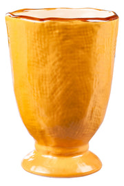 Novita | Mediterranean Stoneware Glasses in Assorted Colors Set of 6, featuring a close-up of a yellow glass vase-like shape, showcasing its elegant design.