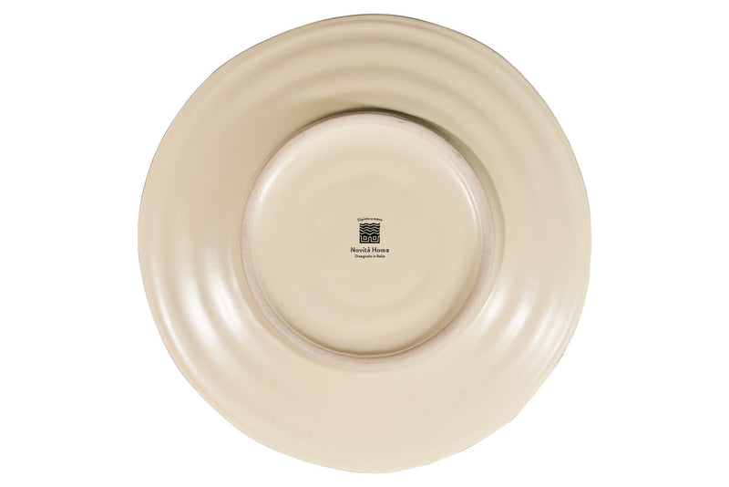Novita Mediterraneo Soup & Pasta Stoneware Bowl in Gray, showcasing a hand-dipped finish and subtle variations, ideal for soups, pasta, or salads.