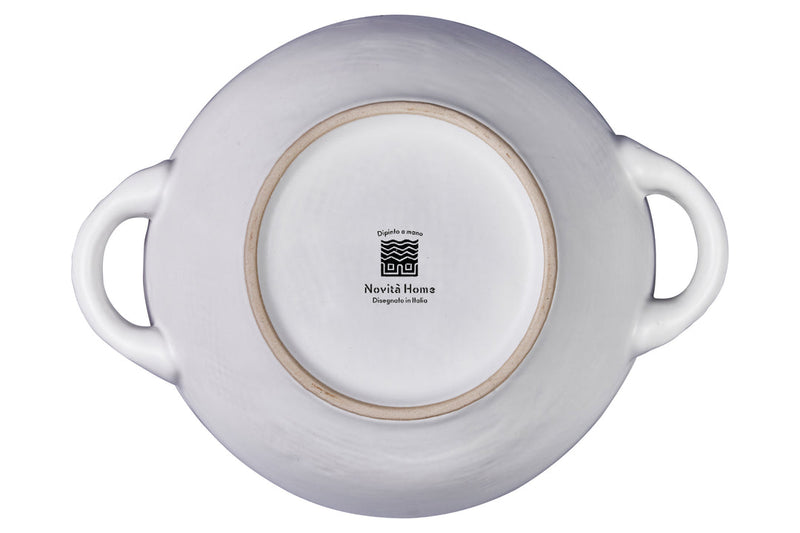 Novita | Mediterranean Stoneware Soup Bowl - White, featuring dual handles, ideal for serving, crafted from durable porcelain, perfect for enhancing your kitchen collection from Athens Cooks.