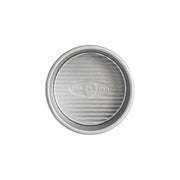 USA Pan | Cake Pans - 4 in Round, silver metal with embossed logo, features FDA-approved nonstick coating and ridged texture for even baking. Ideal for all bakers.