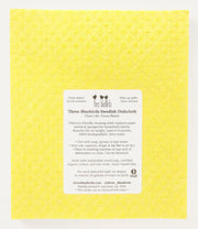 Three Bluebirds Swedish Dishcloths - Oranges on Yellow, a sustainable, biodegradable dishcloth with a diamond pattern, reduces waste and replaces 17 paper towel rolls.