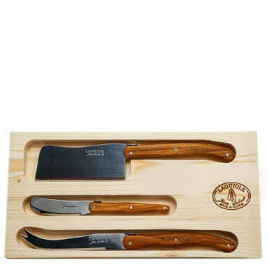 Laguiole | Jean Dubost Rustic Range Olive Wood Cheese Set.