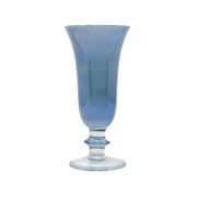 Arte Italica & Crown Linen Designs - Rialto Flute: Adriatic Blue, a meticulously crafted glass with swirled marbled design, showcasing Italian artisan skill.