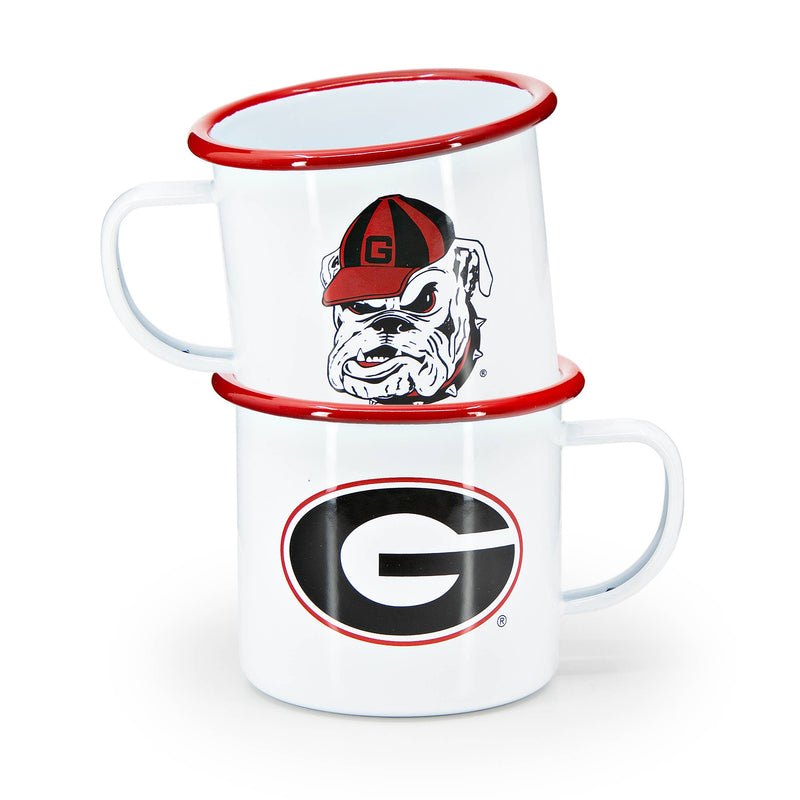 Crow Canyon Home | U of Georgia Enamelware 16oz Mug, Red Rim