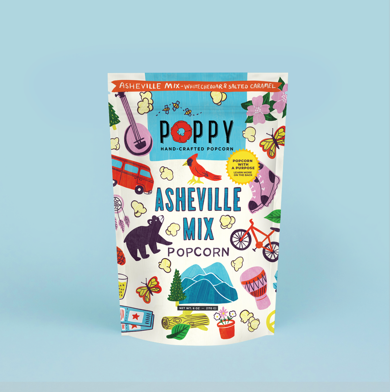Poppy Hand-Crafted Popcorn | Asheville Mix Artist Bag Popcorn