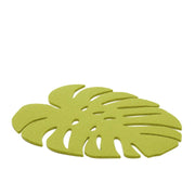 Merino Wool Felt Large Monstera Leaf Trivet in Pistachio, showcasing a detailed green monstera leaf design, perfect for protecting surfaces in the kitchen.