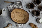 Petermans Boards and Bowls Inc. 10 Spalted Maple Oval Bowl, handcrafted with unique spalted lines, ideal for salads, pasta, or snacks, upcycled in New England.