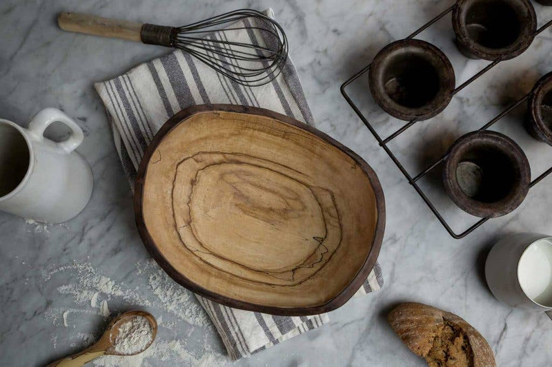 Petermans Boards and Bowls Inc. 10 Spalted Maple Oval Bowl, handcrafted with unique spalted lines, ideal for salads, pasta, or snacks, upcycled in New England.