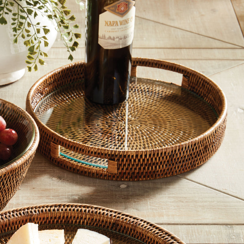 Napa Home & Garden Burma Rattan Round Serving Tray Large, ideal for enhancing kitchen presentations, reflecting curated craftsmanship aligned with Athens Cooks' dedication to quality kitchen essentials.