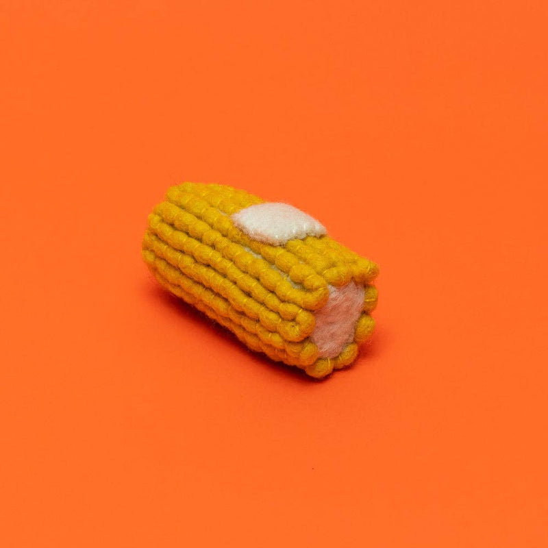 Ware of the Dog - Boiled Wool Corn Dog Toy: A handmade, fair-trade lambswool corn replica, crafted by Nepali artisans, perfect for playful pet engagement.