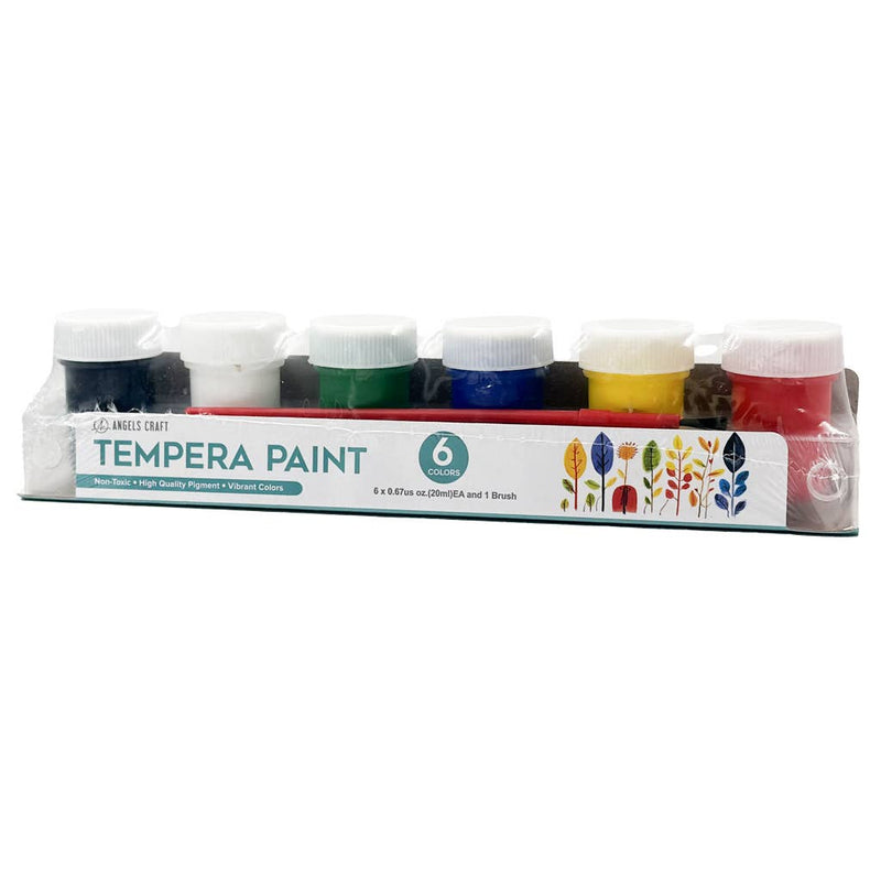 Angels Craft - Tempera Paint Set in a transparent case with six 20ml bottles, ideal for creative projects and beginner artists.