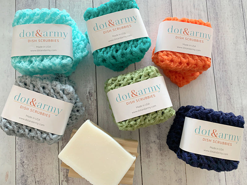 Dot and Army | Dish Scrubbies, orange