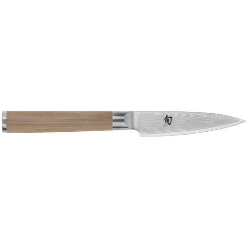 Shun Classic Knife Series petty knife with Damascus-pattern blade and octagonal wooden handle, perfect for precise cuts in any kitchen task.