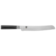 Shun Classic Knife Series - 9 Honing Steel, featuring a serrated Damascus blade and pakkawood handle, ideal for precise bread slicing.