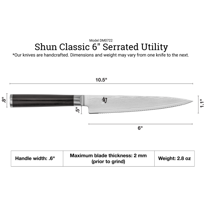 Shun Classic Serrated Utility Knife - 6″ - Thumbnail 5