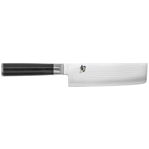 Shun Classic Knife Series nakiri-ba, a Japanese-style vegetable knife with a straight, rectangular blade and dark handle, ideal for precise vegetable slicing and chopping.