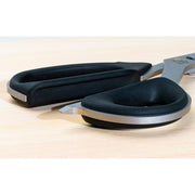 Shun Kitchen Shears, 9 inches, featuring stainless-steel blades and molded handles, ideal for versatile kitchen tasks, displayed on a wooden surface.