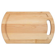 J.K. Adams Maple Everyday Medium Prep Board with a handle, featuring a smooth wood surface, ideal for kitchen preparation tasks.