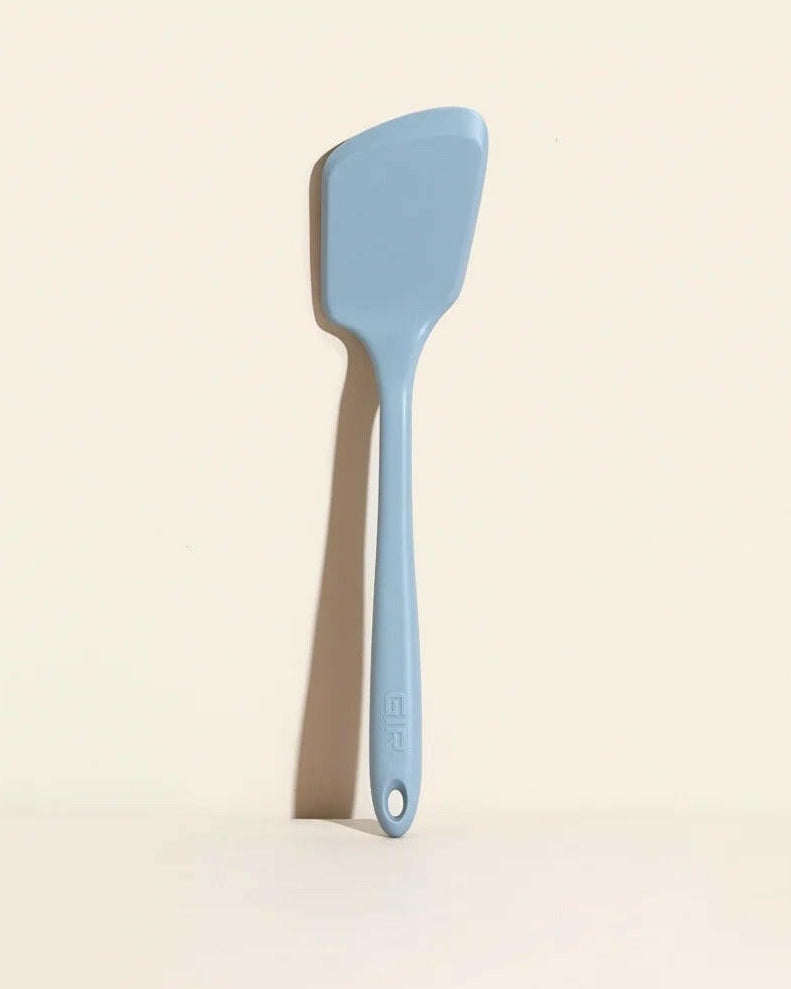 GIR | Mini Flip - Teal, a versatile kitchen spatula ideal for flipping pancakes and burgers, shown on a white surface from Athens Cooks.