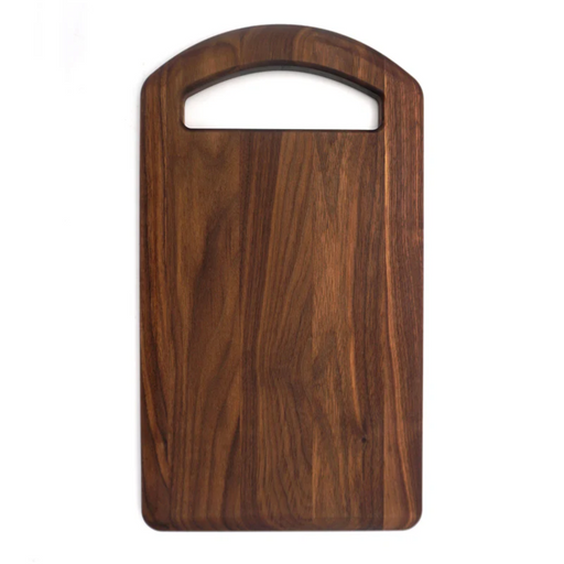 J.K. Adams | Walnut Prep Board with Oval Handle, featuring a spacious wooden surface and ergonomic handle, perfect for meal preparation in your kitchen.