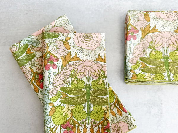 Dot and Army | Dragonfly Garden Cloth Napkins