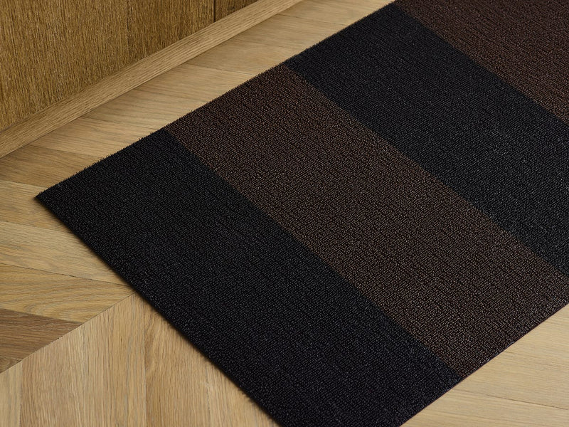 Chilewich | Duo Stripe Shag Mats - Black/Mocha - 24" x 36"