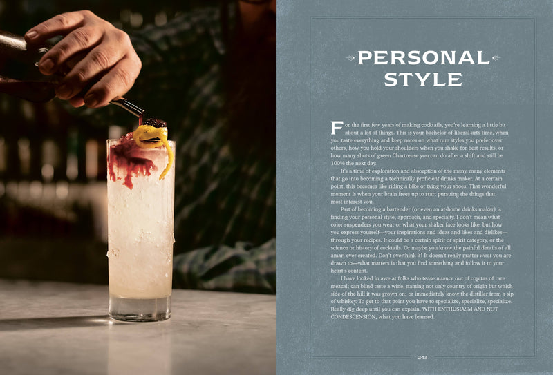 The Bartender's Manifesto spread showcases a highball cocktail and text on developing personal bartending style, aligning with Athens Cooks' focus on kitchen expertise and innovation.