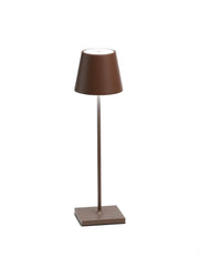 Zafferano America - Poldina Pro Cordless Lamp: Rust, a sleek, modern lamp with a bell-shaped shade, ideal for stylish, functional lighting in any kitchen space.