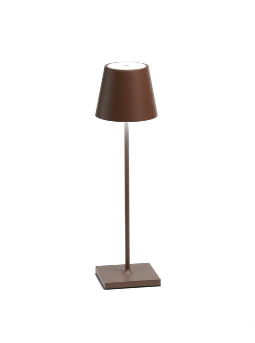Zafferano America - Poldina Pro Cordless Lamp: Rust, a sleek, modern lamp with a bell-shaped shade, ideal for stylish, functional lighting in any kitchen space.
