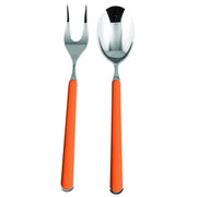 Mepra SPA - 2 Pcs Serving Set Fantasia Carrot features a spoon and fork with orange handles, crafted from durable stainless steel and resin, perfect for elegant dining.