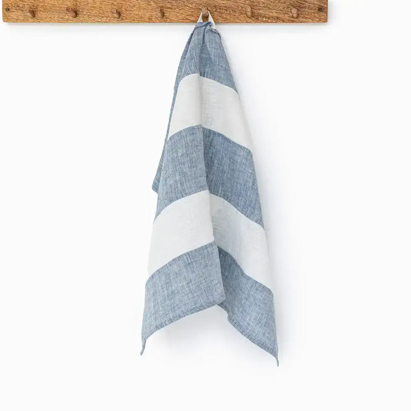 MagicLinen | Striped Linen Tea Towel Kitchen towel Zero-waste: Gray Blue