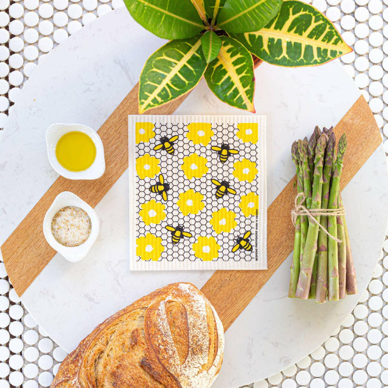 Bespoke Provisions - Bees on Honeycomb Swedish Dishcloth.
