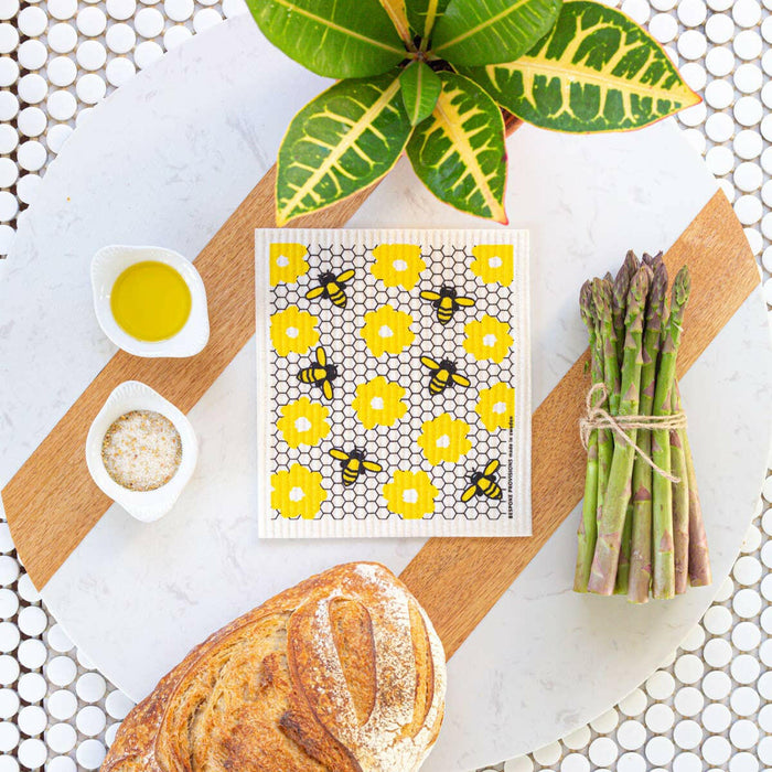 Bespoke Provisions - Bees on Honeycomb Swedish Dishcloth.