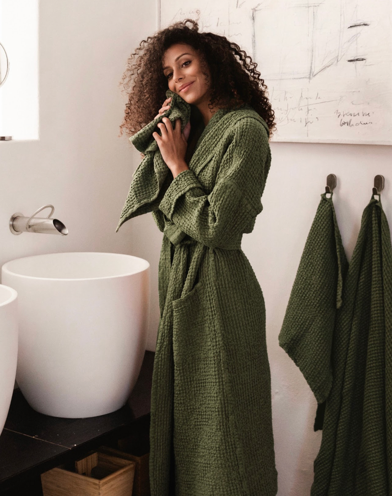 MagicLinen | Linen Tea Towels in Charcoal Grid