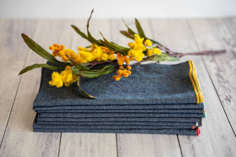 Dot and Army | Denim Chambray Cloth Napkins, set of 8 - 20inch