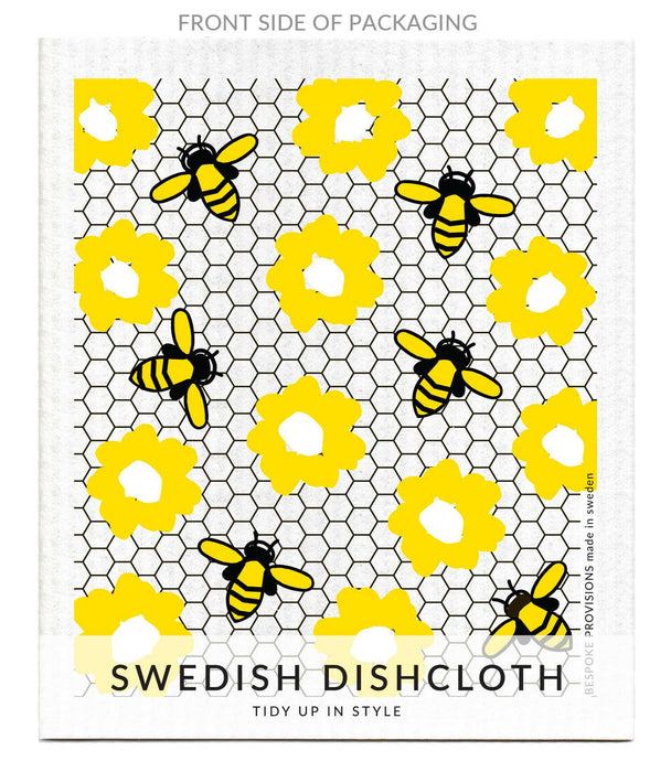 Bespoke Provisions - Bees on Honeycomb Swedish Dishcloth.