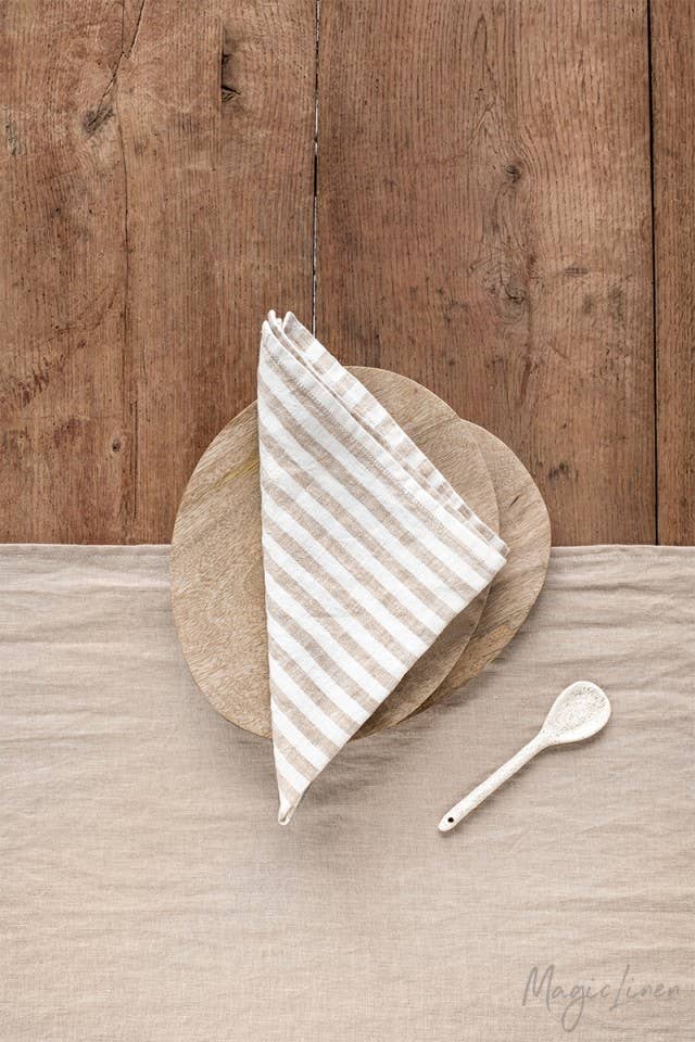 Set of 2 premium linen napkins, stone washed for softness, designed for versatile table decor, ideal for both everyday use and special occasions.