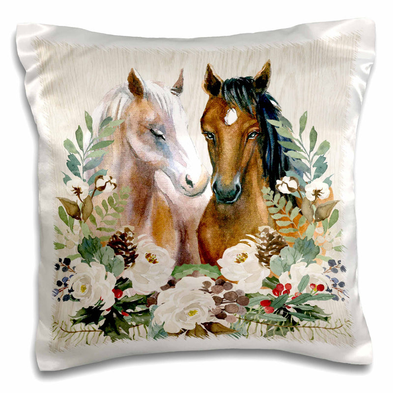 Eric & Christopher | Horse with Wreath 16 x 16 Pillow