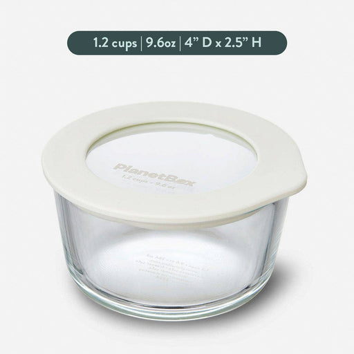 PlanetBox - Glass Food Storage Container: Small Round with snap-on lid, BPA-free, airtight, and leak-proof, ideal for meal prep and leftovers.