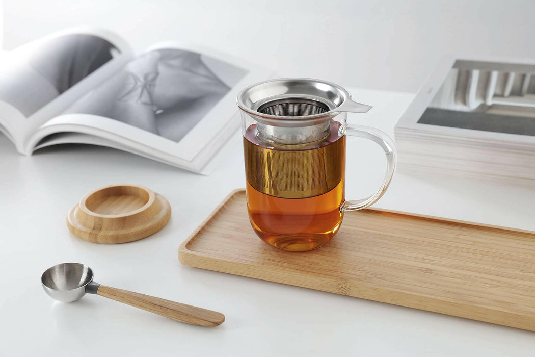 Glass Mug + Wood Lid w/ Infuser.