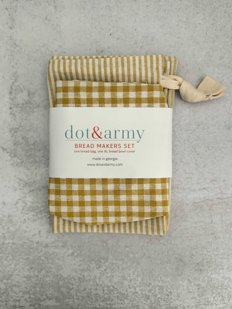 Dot and Army | Stripe and Check Bread Makers Set - Papaya